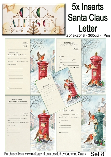 Santas Christmas Letter Collection – Festive Robin Designs - Set 8