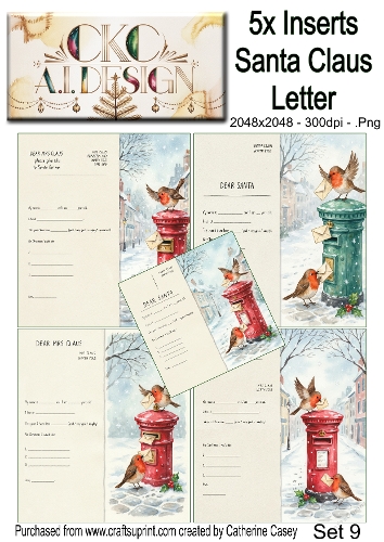 Santas Christmas Letter Collection – Festive Robin Designs - Set 9