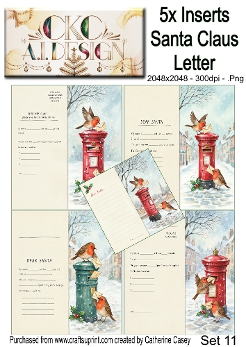 Santas Christmas Letter Collection – Festive Robin Designs - Set 11