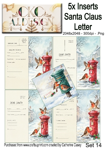 Santas Christmas Letter Collection – Festive Robin Designs - Set 14