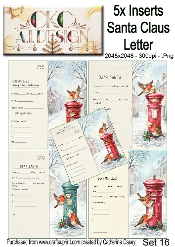 Santas Christmas Letter Collection – Festive Robin Designs - Set 16