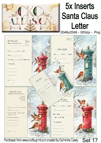 Santas Christmas Letter Collection – Festive Robin Designs - Set 17