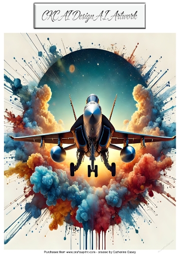 AI Fighter Jet – Explosive Colour Aviation Artwork