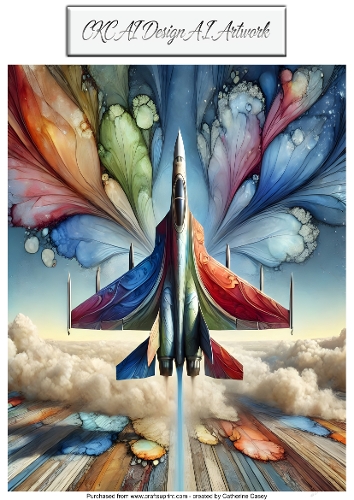 AI Aircraft – Rainbow Jet Rising Through the Clouds
