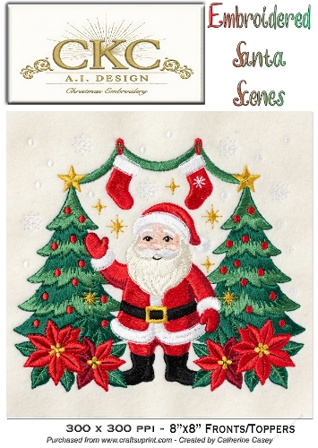 AI Embroidered Santa – Traditional Christmas Stitch Scene - 1