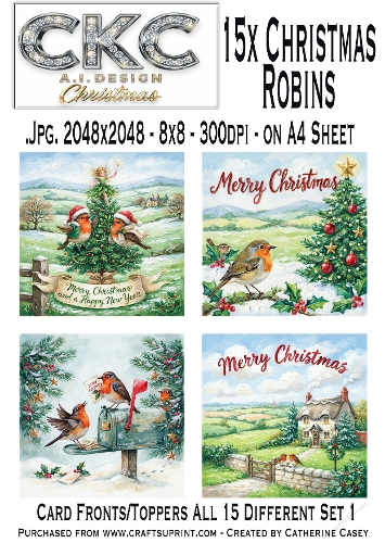 15 AI Christmas Robins – Festive Winter Card Collection - Set 1