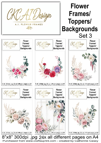 24 AI Floral Frames, Toppers & Backgrounds – Elegant Flower Collection - Set 3