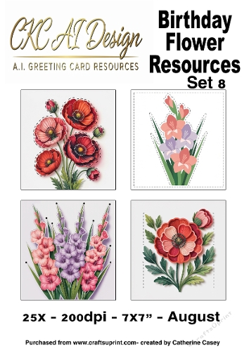 25 AI Birthday Flower Resources – Colourful Floral Toppers & Embellishments - August