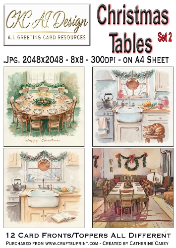 Christmas Tables – 12 AI Christmas Card Fronts & Toppers - Set 2