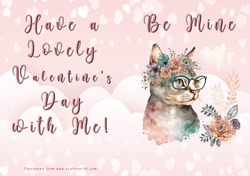 No Cut Just Print Valentines Day Card - Be Mine - Cat