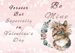 No Cut Just Print Valentines Day Card - Be Mine - Cat