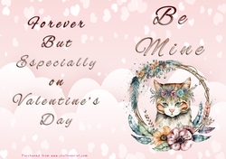 No Cut Just Print Valentines Day Card - Be Mine - Cat