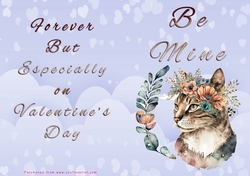 No Cut Just Print Valentines Day Card - Be Mine - Cat