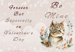 No Cut Just Print Valentines Day Card - Be Mine - Cat