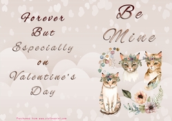 No Cut Just Print Valentines Day Card - Be Mine - Cat