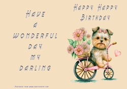 No Cut Just Print Birthday Card - Happy Happy Birthday Cute Dog