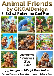 8 - 8x8 Card Fronts/Toppers of Animal Friends around the world Set 130