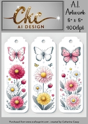 A.I. Created Bookmarks - 8x8 - 3 on a page - 400dpi Floral - CKCAID Bookmarks - 005