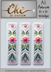 A.I. Created Bookmarks - 8x8 - 3 on a page - 400dpi Floral - CKCAID Bookmarks - 026