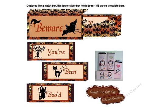 DIY Youve Been Bood Halloween 1.55 ounce Candy Bar Trio Slider Box Gift Set