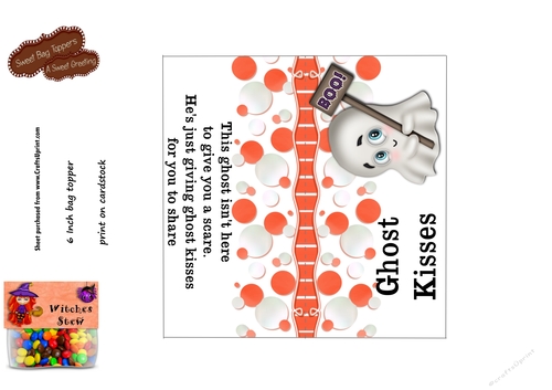 DIY Ghost Kisses 6 inch Bag Toppers For Kiss Shaped Candy