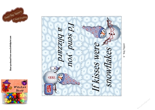 DIY Snowflake Kisses 6 inch Bag Toppers For Kiss Shaped Candy