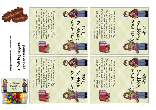 Christmas Shopping Chills 3 Inch Bag Toppers