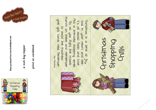 Christmas Shopping Chills 6 Inch Bag Topper