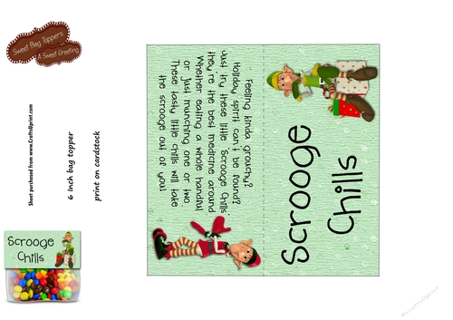 Scrooge Candy Chills 6 Inch Treat Bag Topper