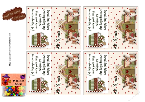 Elf Kisses 3 Inch Bag Toppers For Kiss Shaped Candy