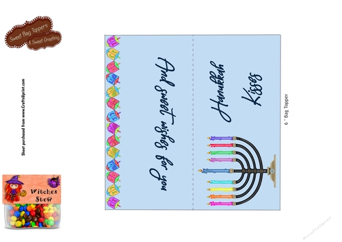 Hanukkah Kisses 6 Inch Bag Topper For Kiss Shaped Candy