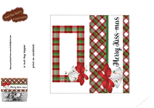 Merry Kiss-mas 6 Inch Bag Topper For Kiss Shaped Candy