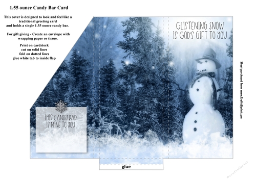 Mr. Snow Candy Bar Cover For 1.55 ounce Chocolate Bar