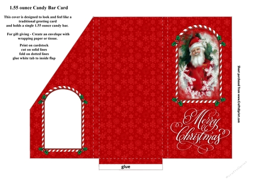 Santa Candy Bar Cover For 1.55 ounce Chocolate Bar