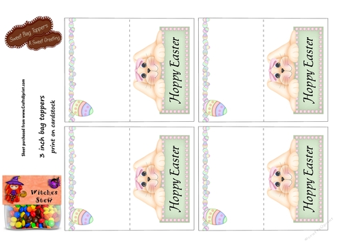 Hoppy Easter 3 Inch Easter Treat Bag Toppers