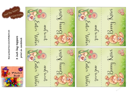 Bunny Kisses 3 Inch Easter Treat Bag Toppers
