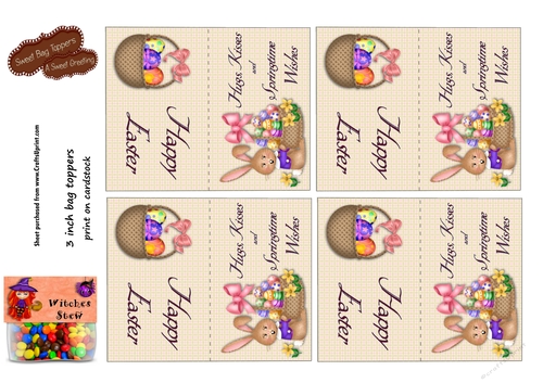  Easter Kisses 3 Inch Easter Treat Bag Toppers