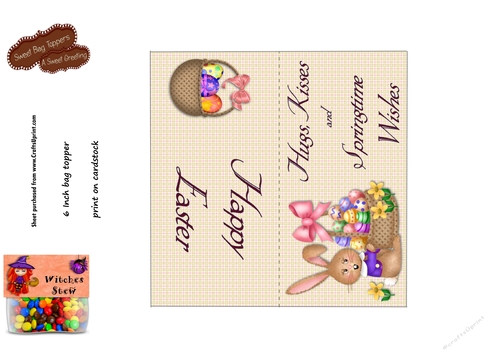  Easter Kisses 6 Inch Easter Treat Bag Toppers