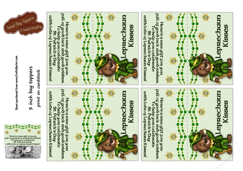 Leprechaun Kisses II 3 Inch Treat Bag Topper