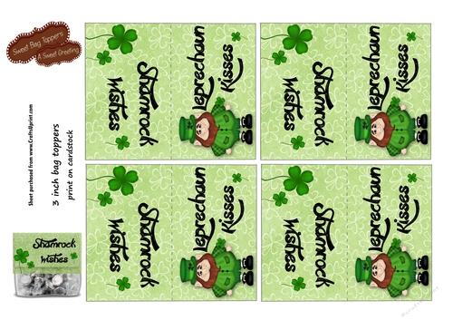 Leprechaun Kisses 3 Inch Treat Bag Topper