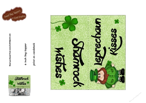 Leprechaun Kisses 6 Inch Treat Bag Topper