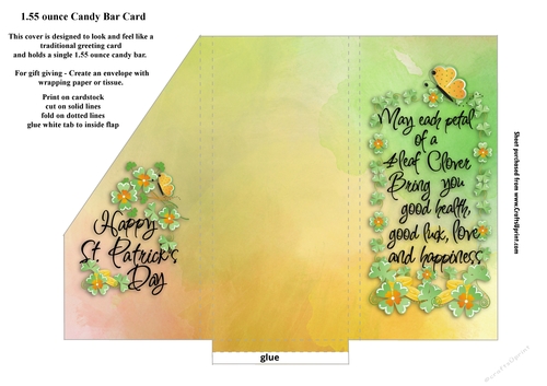 4 Leaf Clover Saint Patricks Day Candy Bar Cover for 1.55 ounce Candy Bar