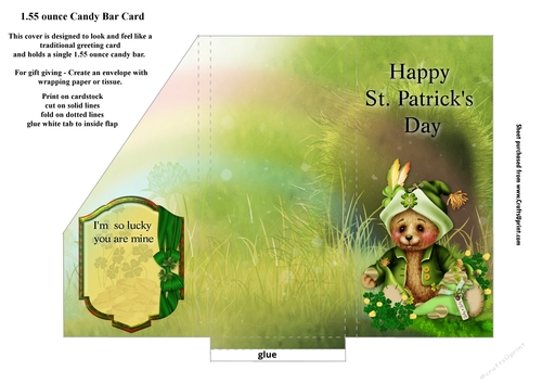 Paddy Bear Candy Bar Cover For 1.55 Ounce Chocolate Bar