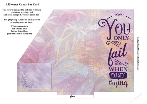Fail Encouragement Candy Bar Cover For 1.55 Ounce Chocolate Bar
