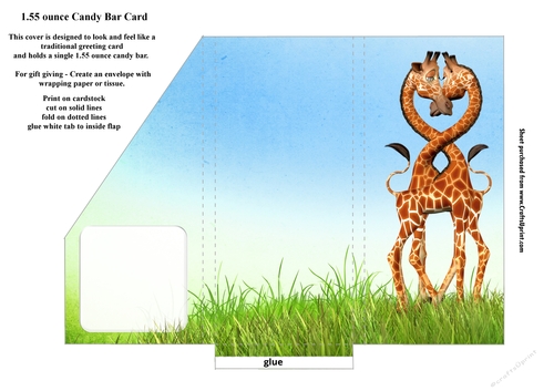 Giraffe Love Candy Bar Cover For 1.55 Ounce Chocolate Bar