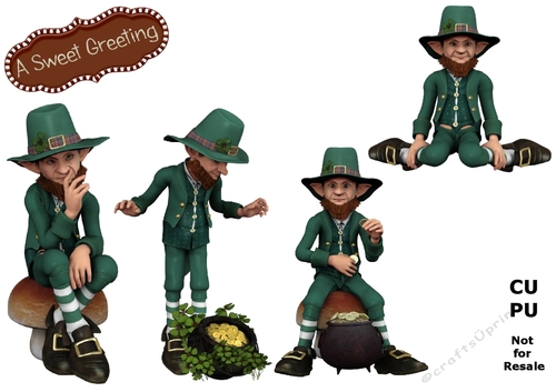 Saint Patricks Day  Leprechaun In Green Suit With Pot of Gold