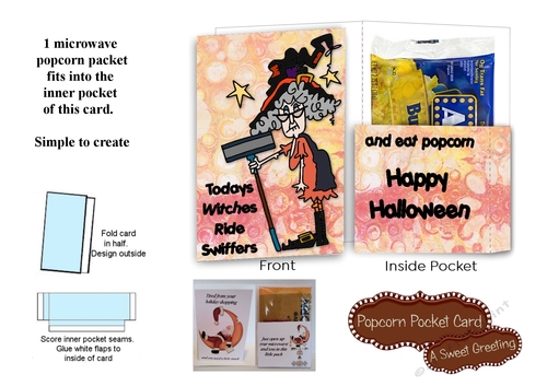 Todays Witches Ride Swiffers (light skin tone) Popcorn Card For Microwave Popcorn Packet