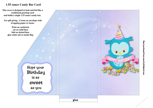 Birthday Owl Small Chocolate Bar Pocket Card