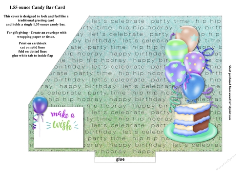 Blue Make A Wish  Small Chocolate Bar Pocket Card