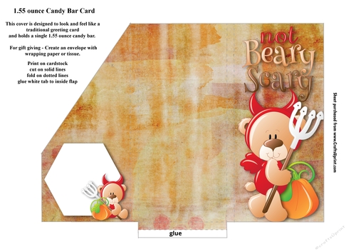  Not Beary Scary Halloween Note Small Chocolate Bar Pocket Card